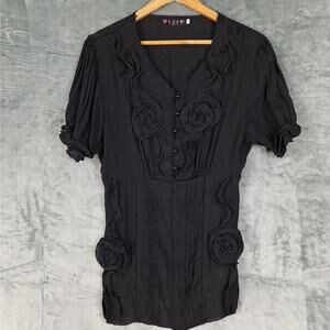 Womens Top Large Fairy Grunge Goth Dark Romantic Floral‎ Whimsygoth Feminine